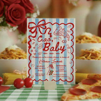 Coquette Ciao Baby Blue Italian Theme Invitation