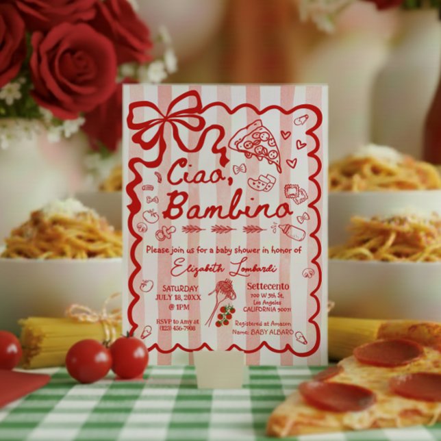 Coquette Ciao Bambino Italian Theme Invitation (Creator Uploaded)
