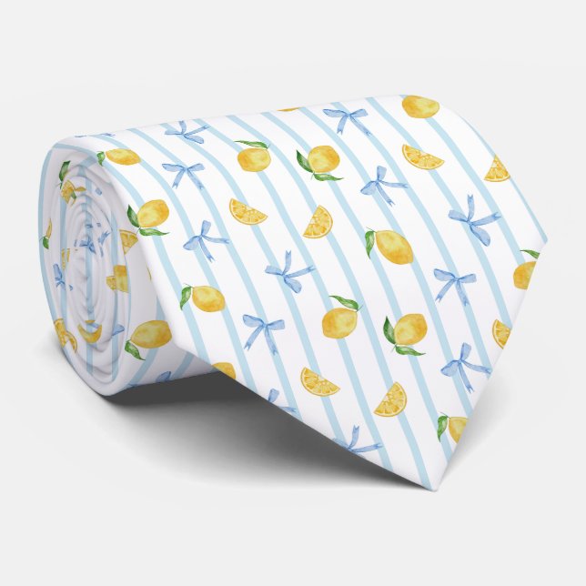 Coquette Citrus Lemon Pattern Neck Tie (Rolled)