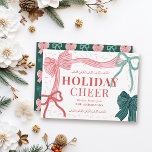 Coquette-Core Red & Green Bows Christmas Holiday Card<br><div class="desc">Celebrate the season in style with this charming, coquette-inspired Christmas holiday card, featuring hand-drawn bows, soft colors, and a romantic, ribbon-filled design. The front features four hand-drawn bows—one bold pink ribbon with red stripes, one green ribbon with navy stripes, plus two smaller accents in classic red and green. The back...</div>