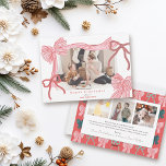 Coquette-Core Red & Pink Bows 4 Photos Christmas Holiday Card<br><div class="desc">Celebrate the season in style with this charming, coquette-inspired Christmas photo card, featuring hand-drawn bows, soft colors, and a romantic, ribbon-filled design. The front features your favorite picture framed by four hand-drawn bows—two bold pink ribbon with red stripes, plus two smaller accents in classic red and pink. The back offers...</div>