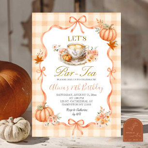 Coquette Cottage Pumpkin Fall Tea Party Birthday Invitation