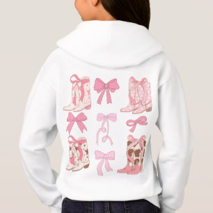Coquette cowgirl aesthetic pink bow boots soft hoodie