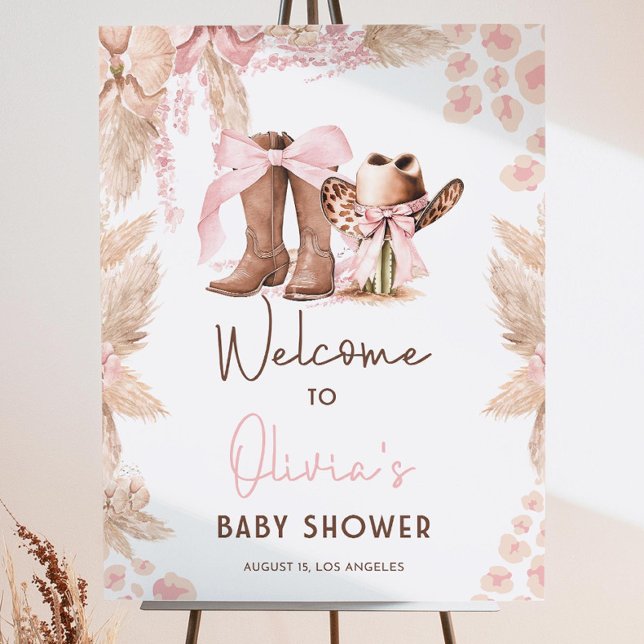 Coquette Cowgirl Baby Shower Welcome Sign Pink (Creator Uploaded)