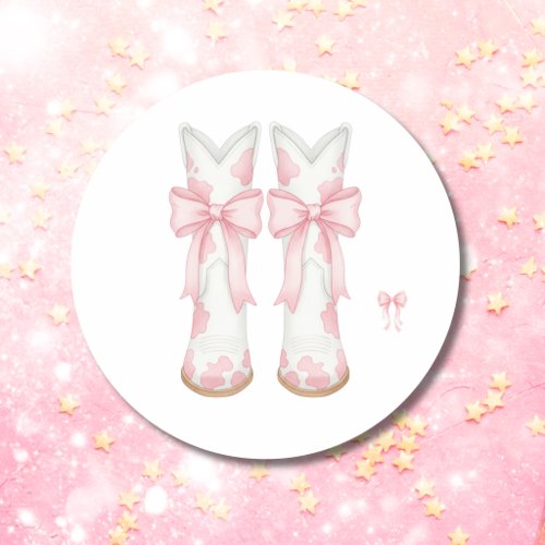Coquette Cowgirl Birthday Party Classic Round Sticker
