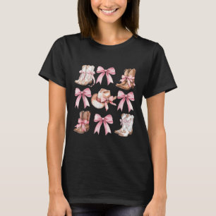 Coquette Cowgirl Boots With Pink Bows Aesthetic Y2 T-Shirt