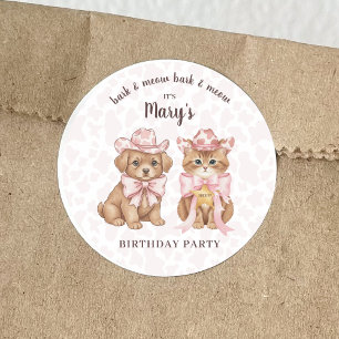Coquette Cowgirl Cuties Birthday Party Classic Round Sticker