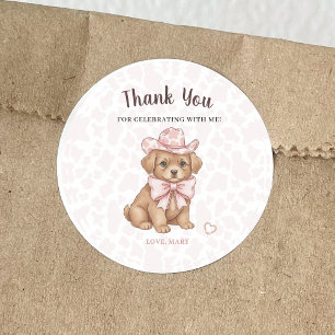 Coquette Cowgirl Cuties Birthday Party Classic Round Sticker