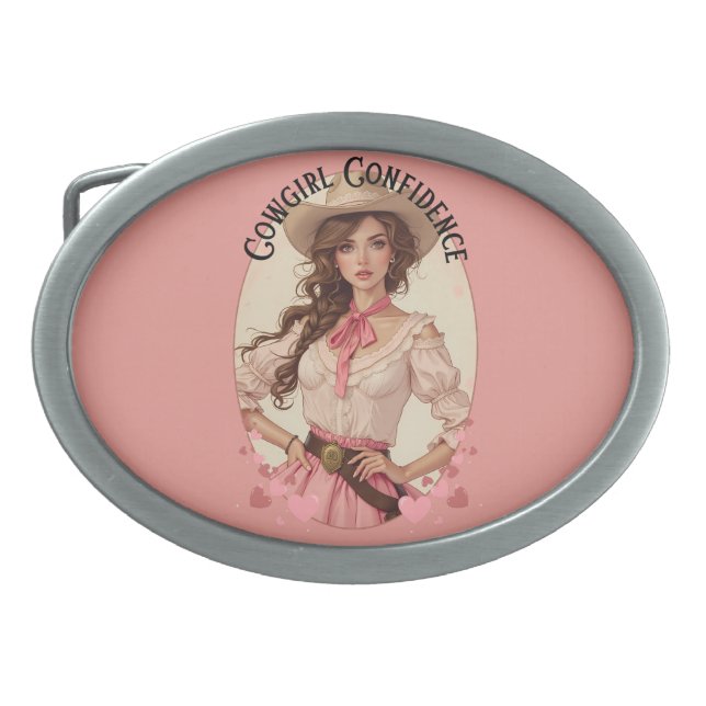 Coquette Cowgirl Western Fashion Portrait Belt Buckle (Front)