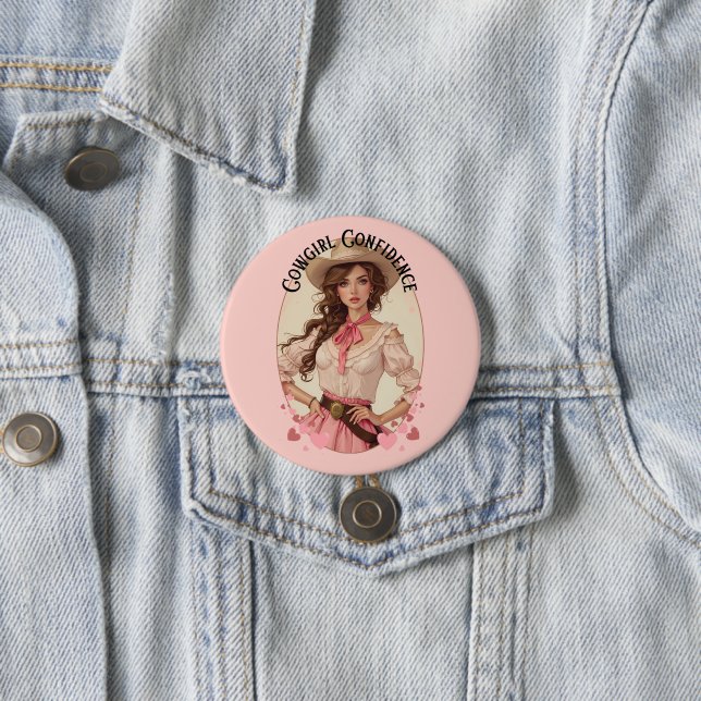 Coquette Cowgirl Western Fashion Portrait Button (In Situ)