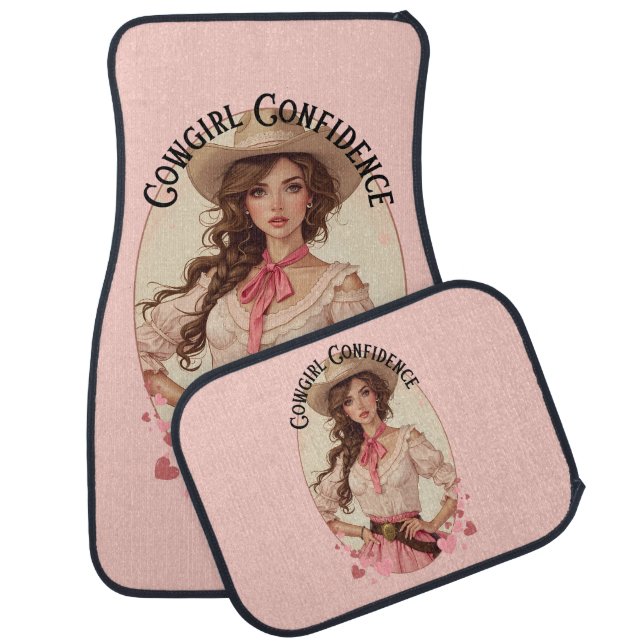 Coquette Cowgirl Western Fashion Portrait Car Floor Mat (Set)