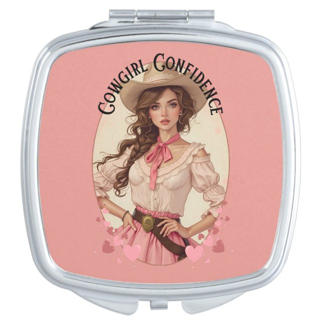 Coquette Cowgirl Western Fashion Portrait Compact Mirror (Front)