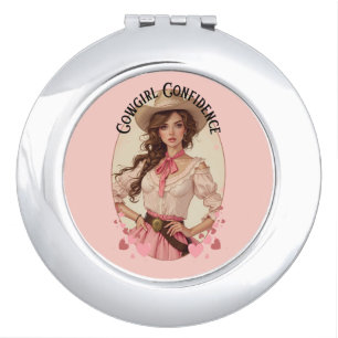Coquette Cowgirl Western Fashion Portrait Compact Mirror