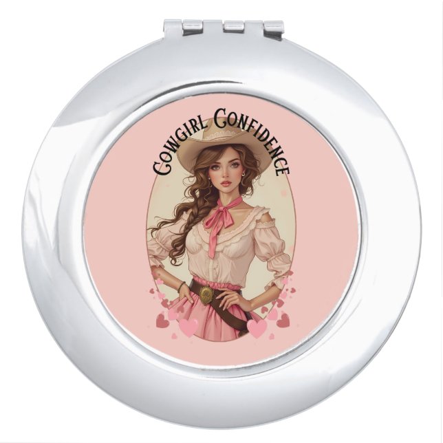 Coquette Cowgirl Western Fashion Portrait Compact Mirror (Front)