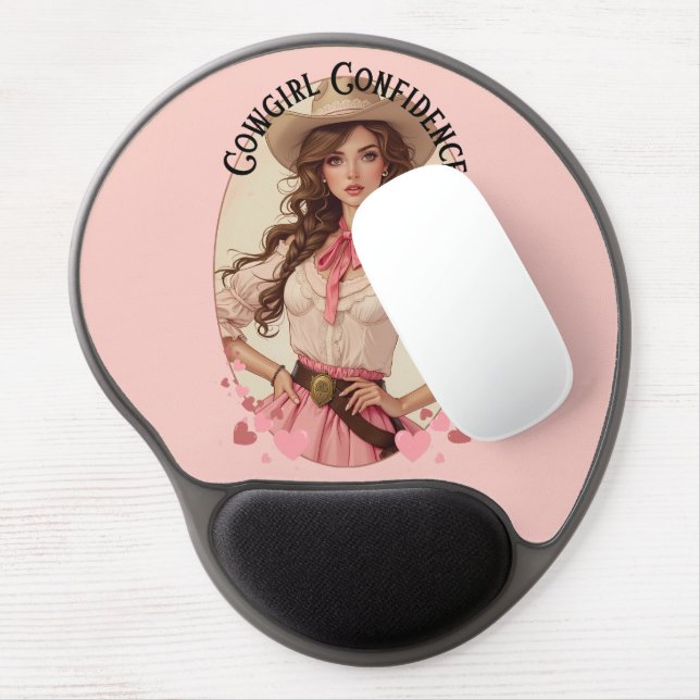 Coquette Cowgirl Western Fashion Portrait Gel Mouse Pad (Left Side)
