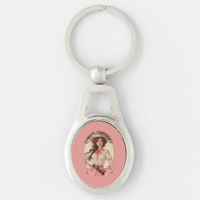 Coquette Cowgirl Western Fashion Portrait Keychain (Front)