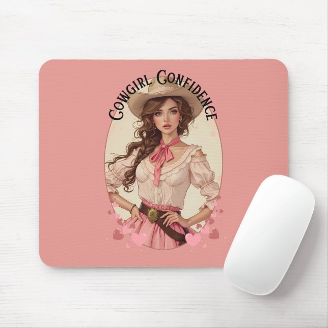 Coquette Cowgirl Western Fashion Portrait Mouse Pad (With Mouse)
