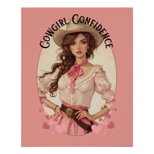 Coquette Cowgirl Western Fashion Portrait Poster