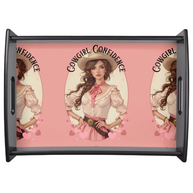 Coquette Cowgirl Western Fashion Portrait Serving Tray (Front)