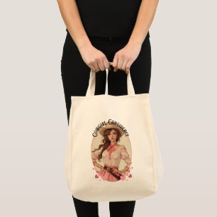 Coquette Cowgirl Western Fashion Portrait Tote Bag