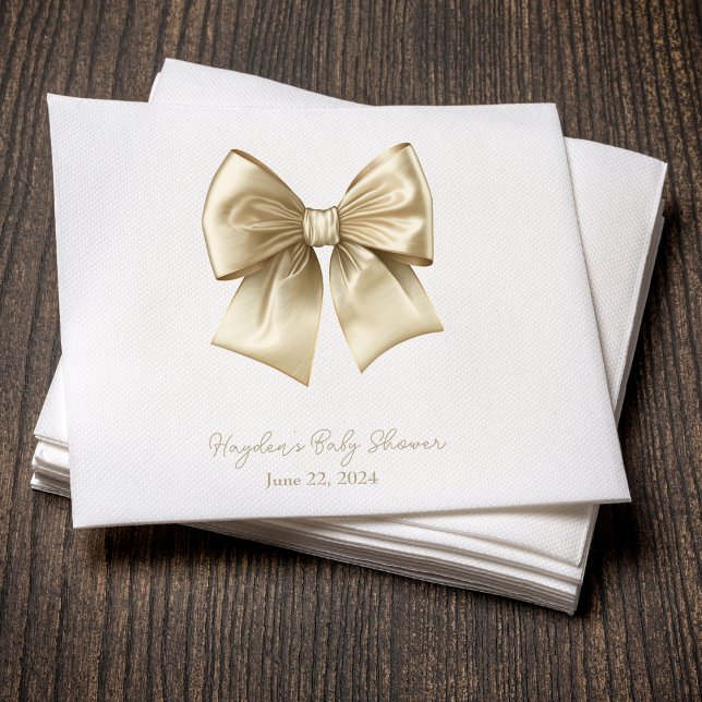 Coquette Cream Bow Personalized Napkin (Creator Uploaded)