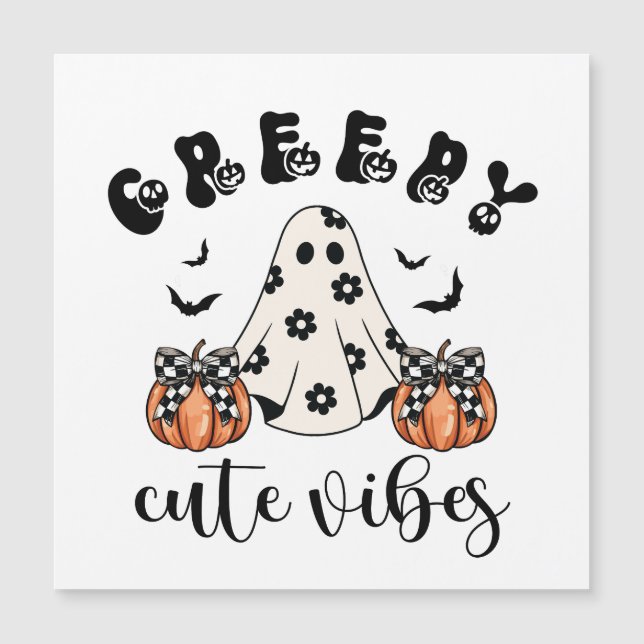 Coquette Creepy Cute Vibes Ghost Magnetic Card (Front)