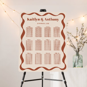 Coquette Curvy Ribbon Retro Wedding Seating Chart Foam Board