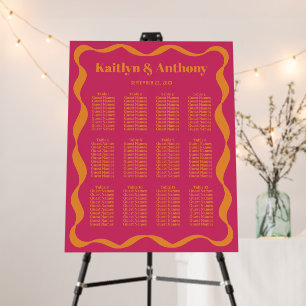 Coquette Curvy Ribbon Retro Wedding Seating Chart Foam Board