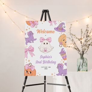 Coquette Cute Halloween 2nd Birthday Welcome Sign