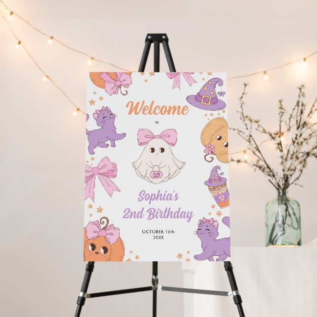 Coquette Cute Halloween 2nd Birthday Welcome Sign (In Situ (Stand))