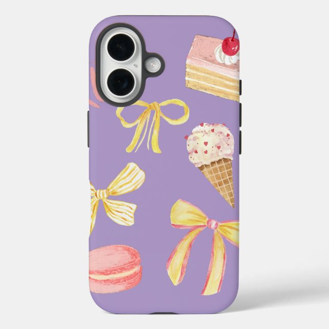 Coquette Cute Pastel Bows Cakes Macarons Ice Cream Case-Mate iPhone Case (Back)