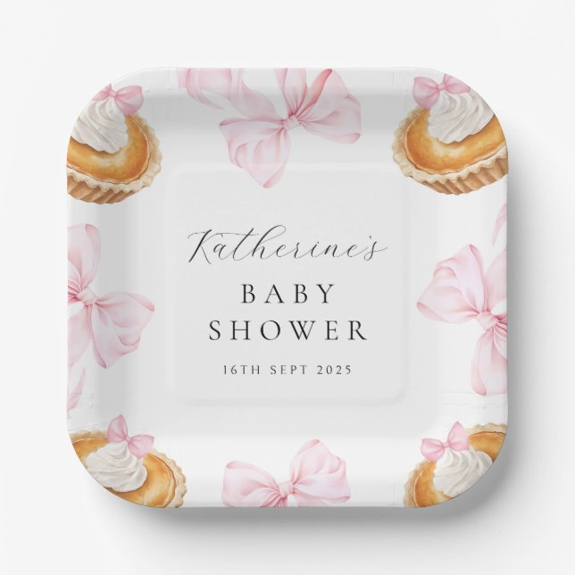 Coquette Cutie Pie Baby Shower Paper Napkin Plates (Front)