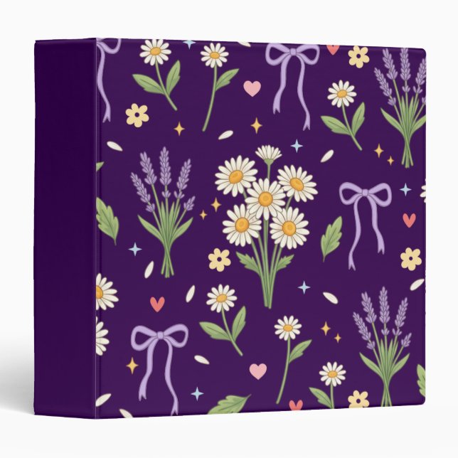 Coquette Daisy and Lavender 3 Ring Binder (Front/Spine)