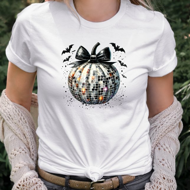 Coquette Disco Ball Pumpkin And Bats T-Shirt (Creator Uploaded)