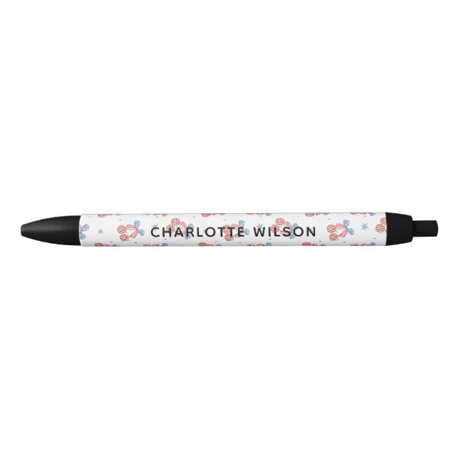 Coquette Disco Cherry Bow Script Name Monogram Pen (Front)