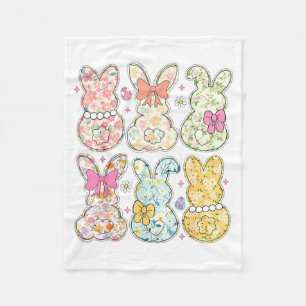 Coquette Easter Bunny Floral Coquette Bow Spring Fleece Blanket