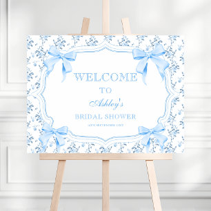 Coquette Elegant Blue Bow Bridal Shower Welcome Foam Board
