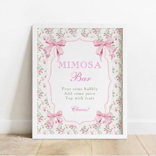 Coquette Elegant Pink Bow Mimosa Bar Poster