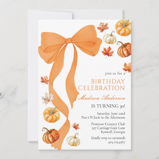 Coquette Fall Birthday Invitation (Front)
