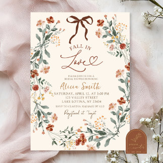 Coquette Fall in Love Bridal Shower Invitation