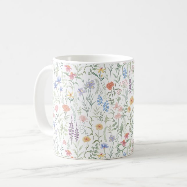 Coquette Feminine Wildflower Meadow Coffee Mug (Front Left)