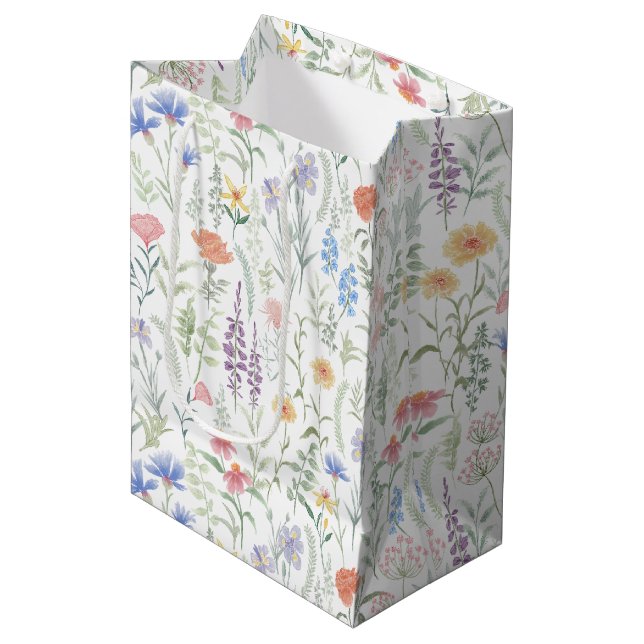Coquette Feminine Wildflower Meadow Medium Gift Bag (Front Angled)