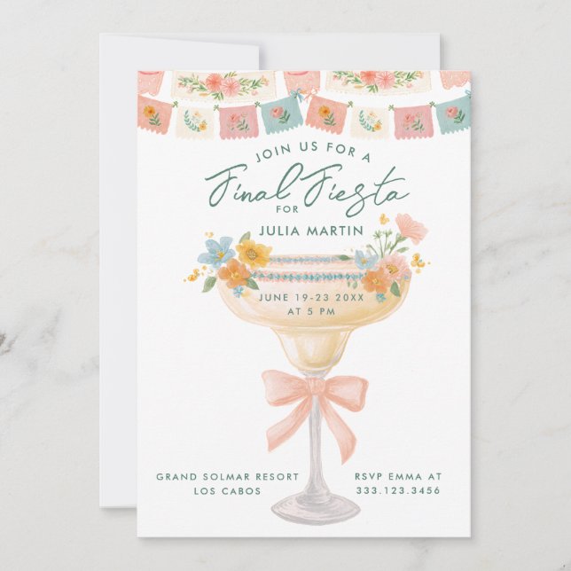 Coquette Final Fiesta Bachelorette Invitation (Front)