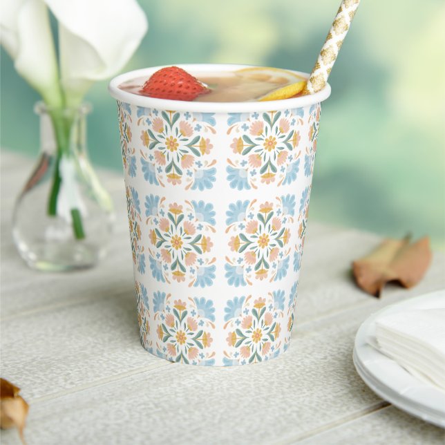 Coquette Final Fiesta Talavera Tile Paper Cups (Insitu)