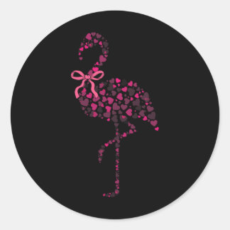 Coquette Flamingo Heart Cute Pink Valentine's Day  Classic Round Sticker