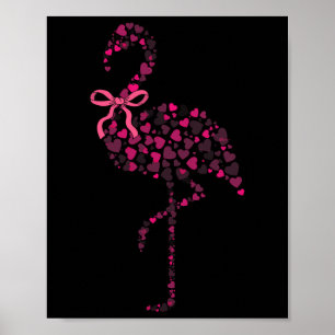 Coquette Flamingo Heart Cute Pink Valentine's Day  Poster