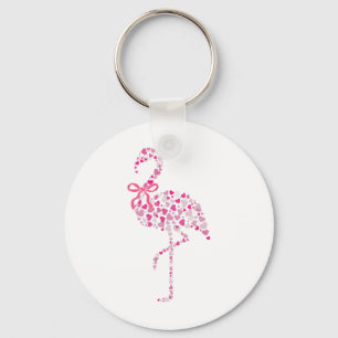 Coquette Flamingo Heart Cute Pink Valentines Day W Keychain