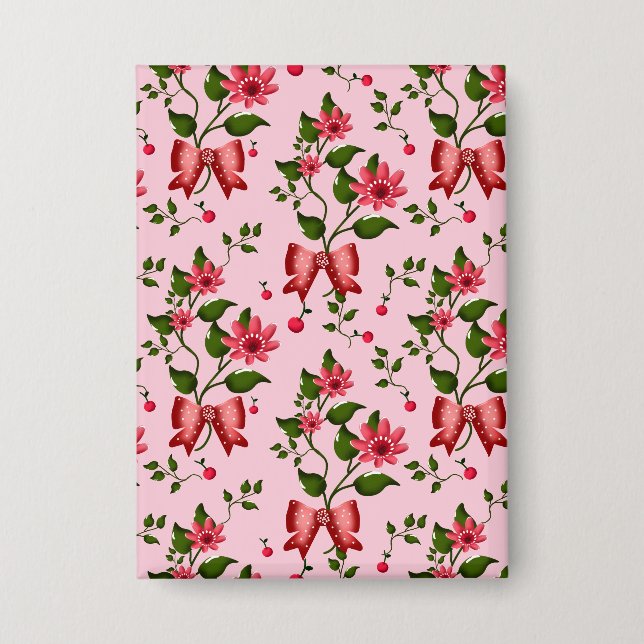  Coquette  floral Bow Pattern Wallpaper Button (Front)