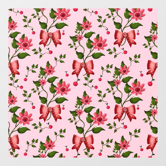  Coquette  floral Bow Pattern Wallpaper Wall Decal (Front)
