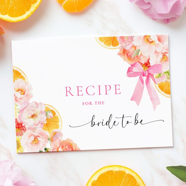 Coquette Floral Bridal Shower Recipe Enclosure Card (Creator Uploaded)